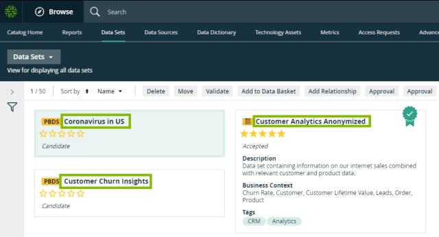 Click Data Set title to open the details