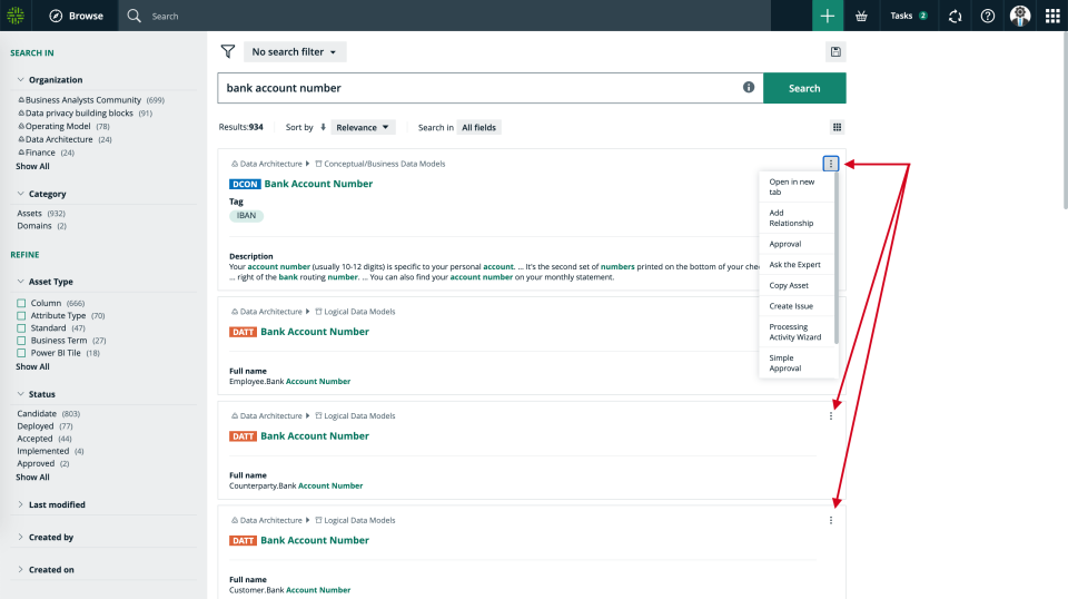 Start workflow from search results