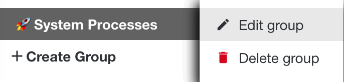 Grid group menu - Edit group highlighted