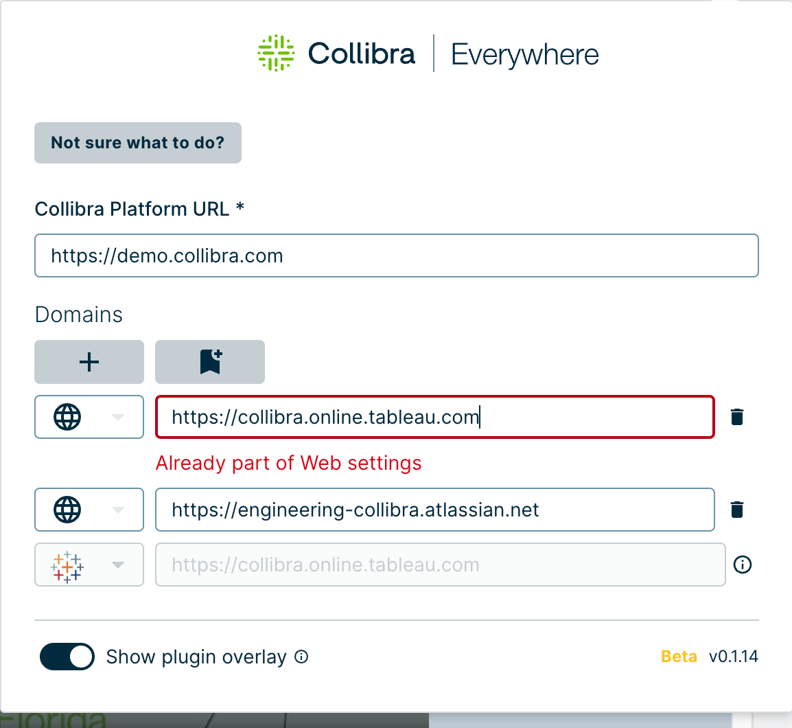 Domain added via Console and warning to remove domain from local settings