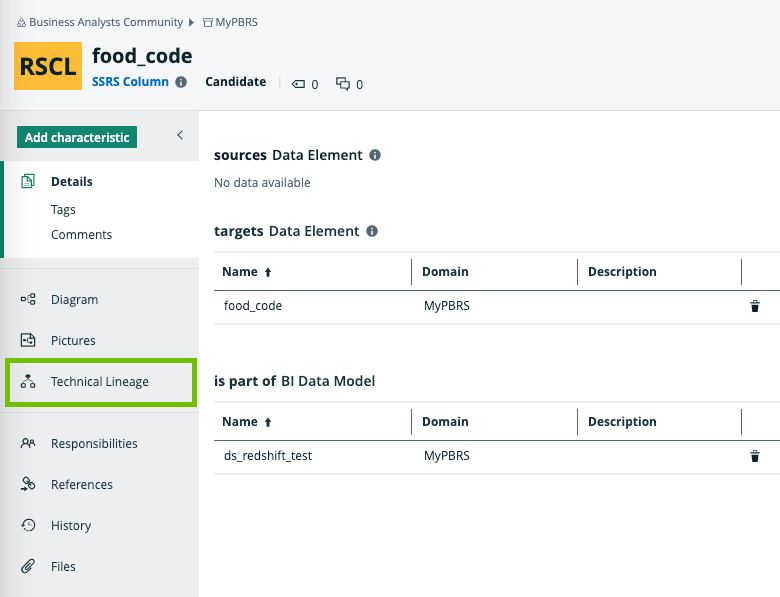 Technical lineage for SSRS and PBRS
