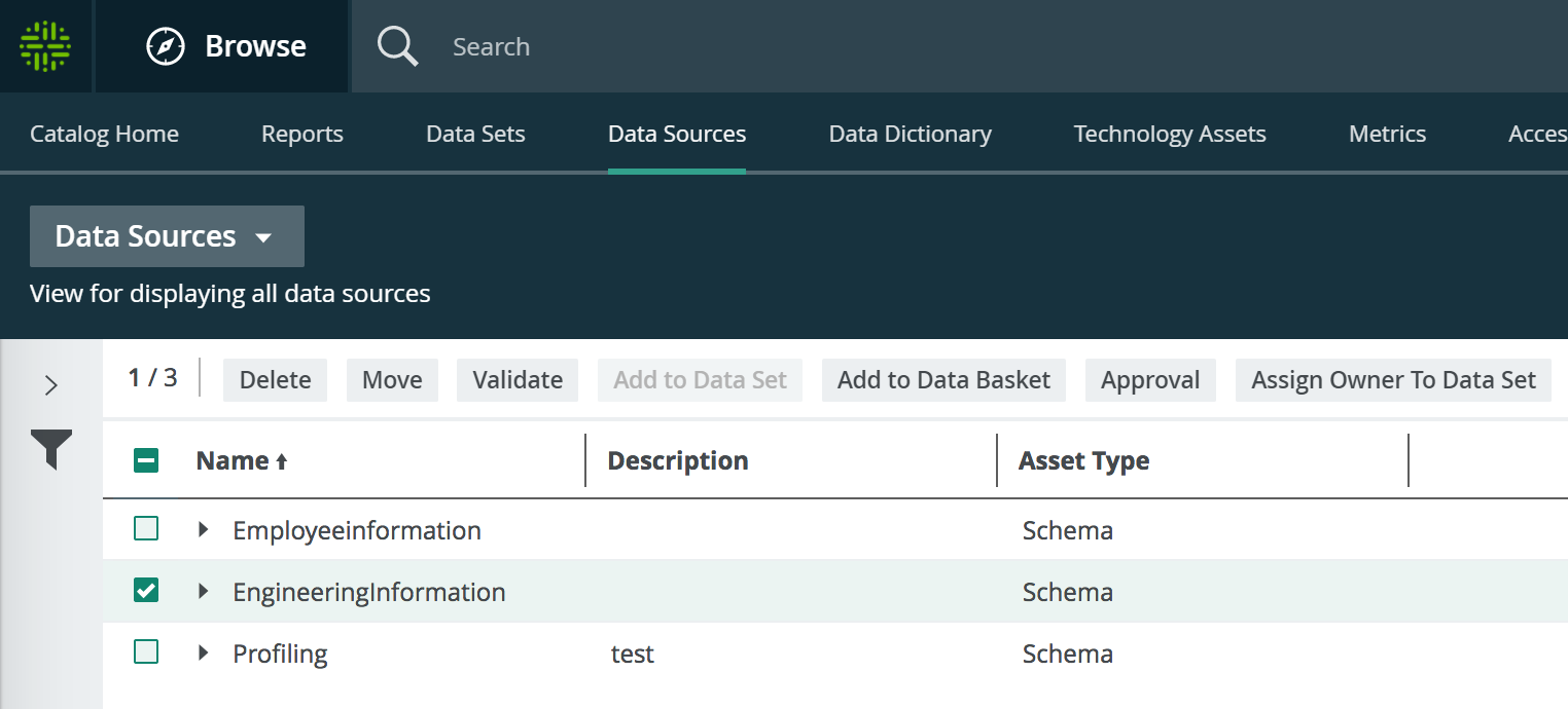 Select one or more data sources for actions