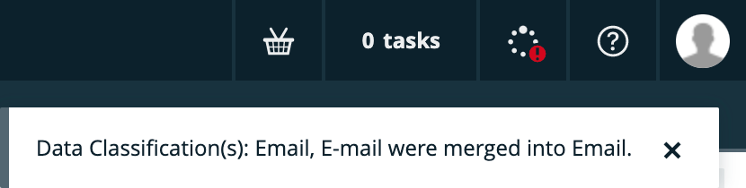 Confirmation of merged classes Confirmation of successfully merged data classes