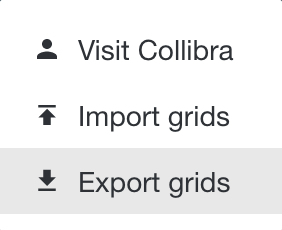 Avatar menu in asset grid with Export option highlighted
