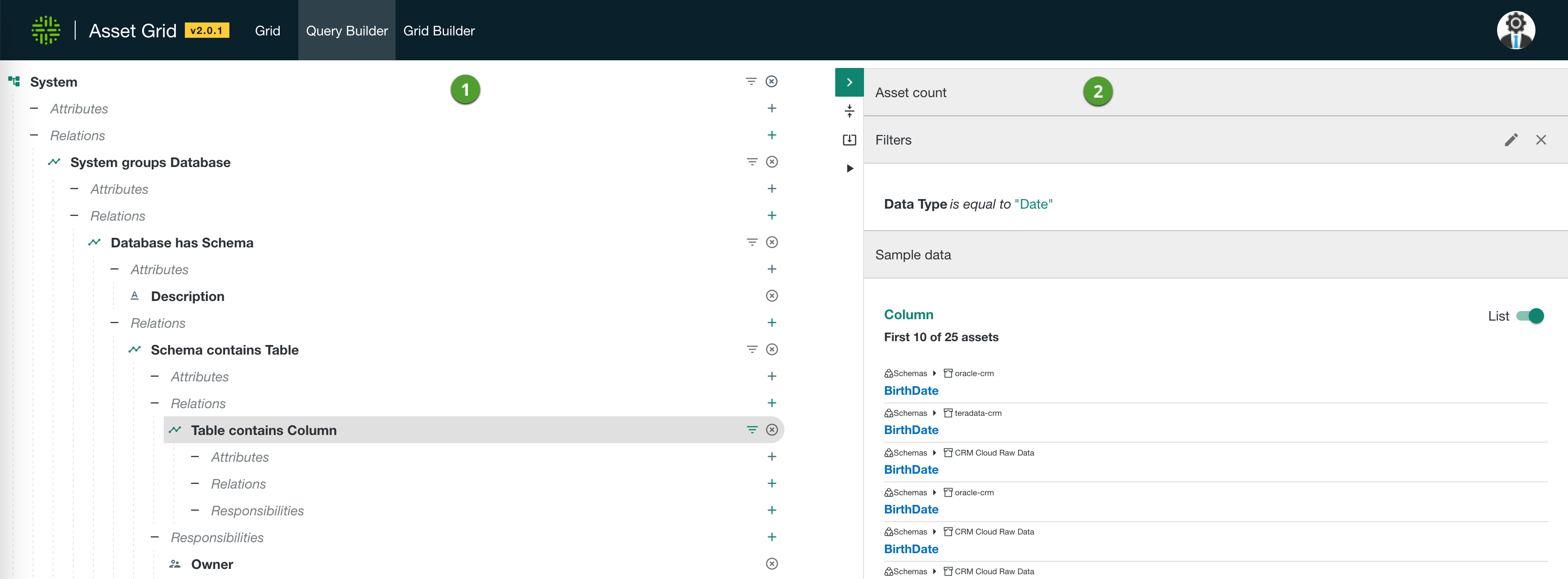 Overview of Asset Grid's Query Builder