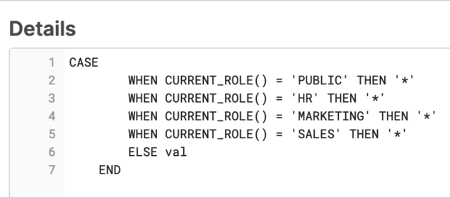 Masking policy for string data type