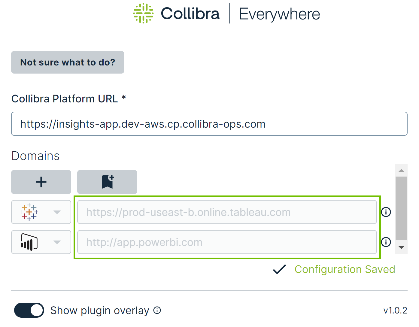Browser Extension showing preconfigured domains