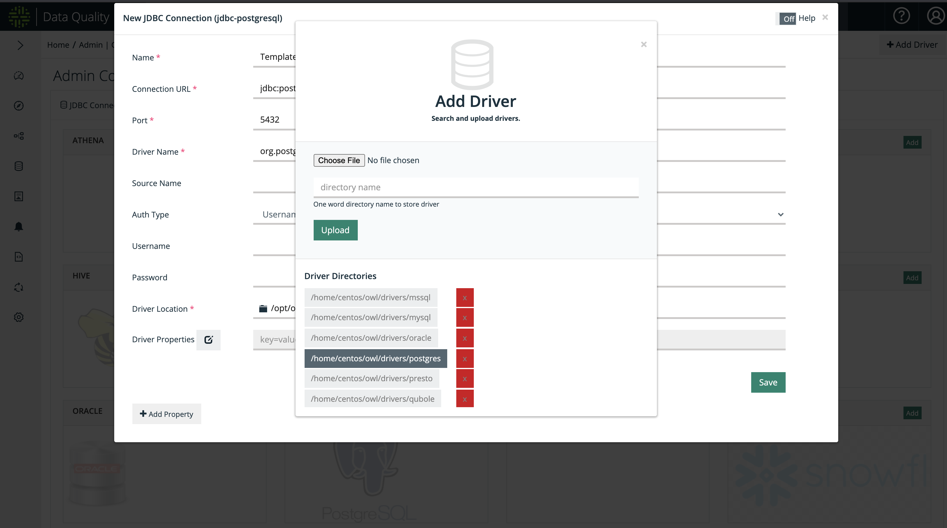 Fig 5: Add new driver or select existing from Driver Directories