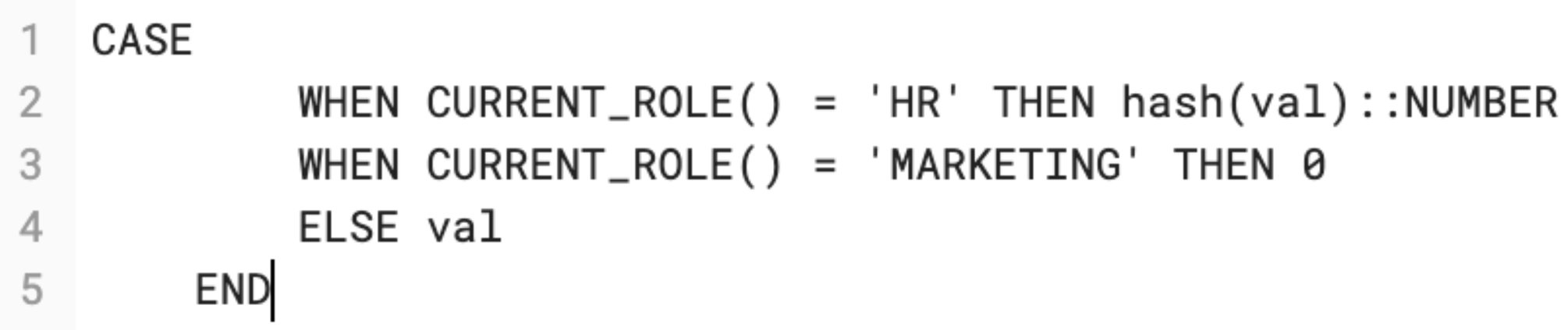 Column masking policy