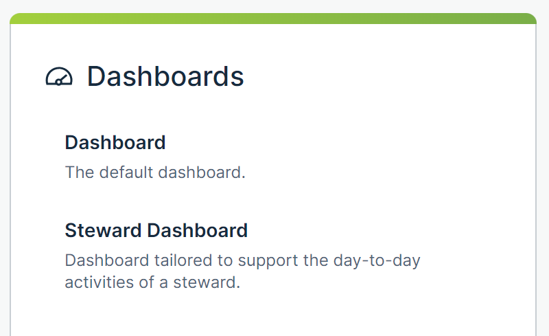 Dashboards card