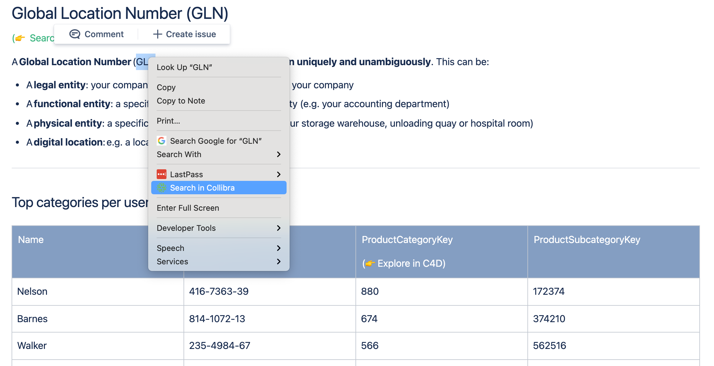 Search via context menu