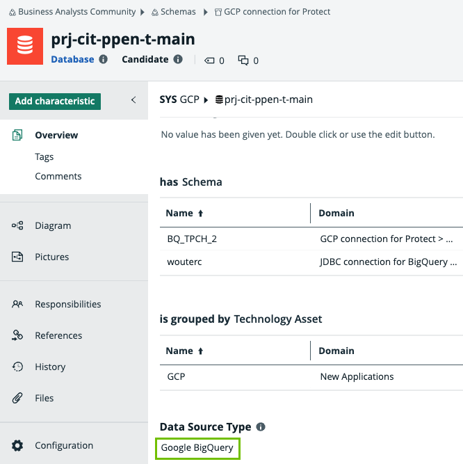 Ingested BigQuery database