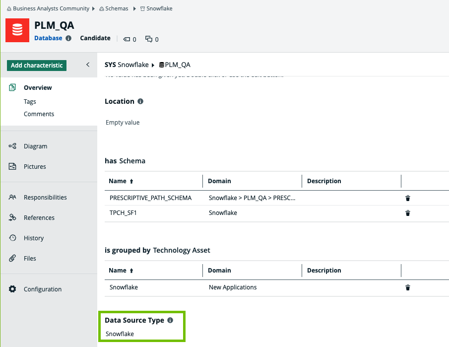 Ingested Snowflake database