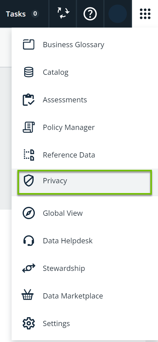 Privacy option on the menu