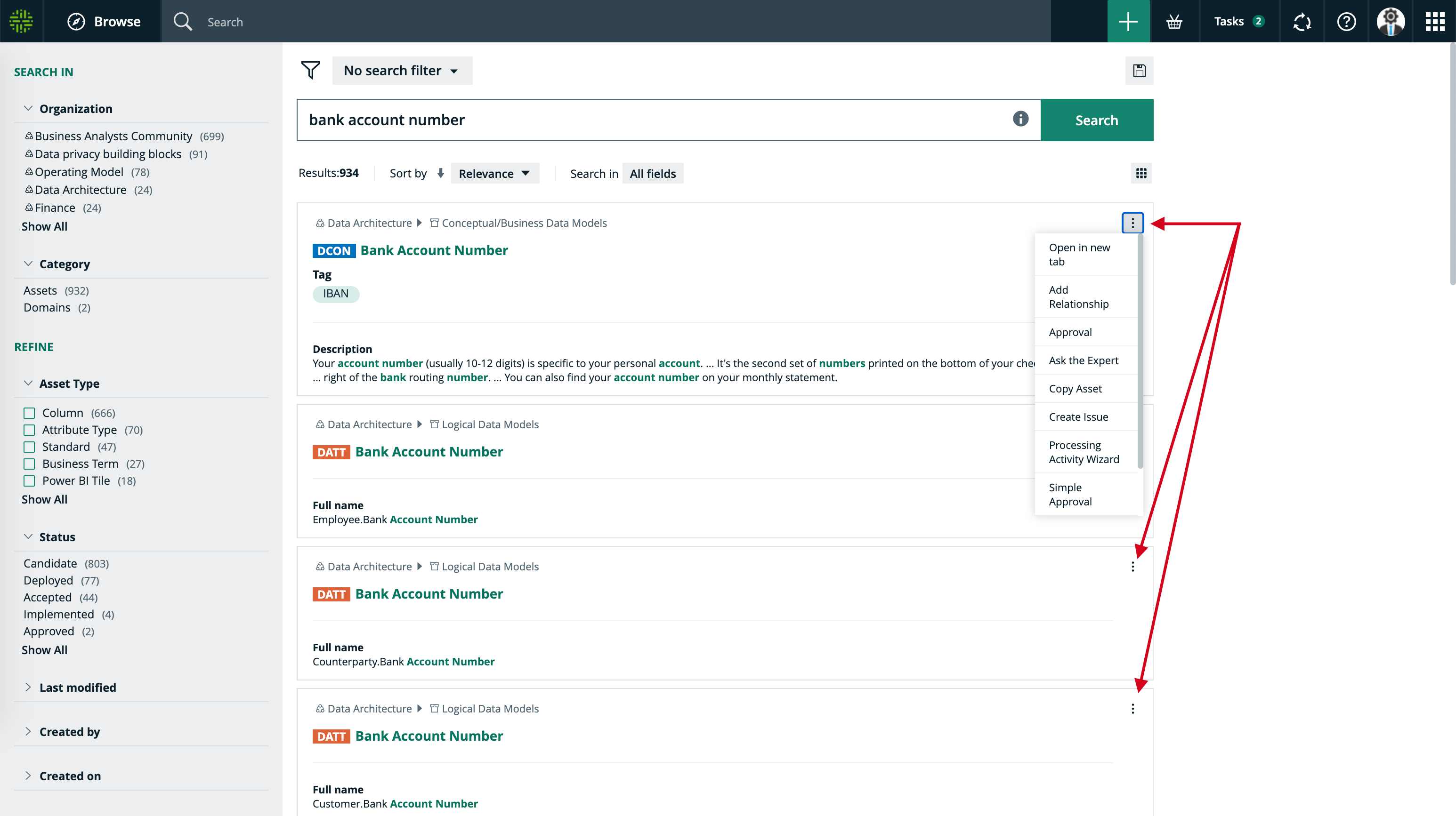 Start workflow from search results