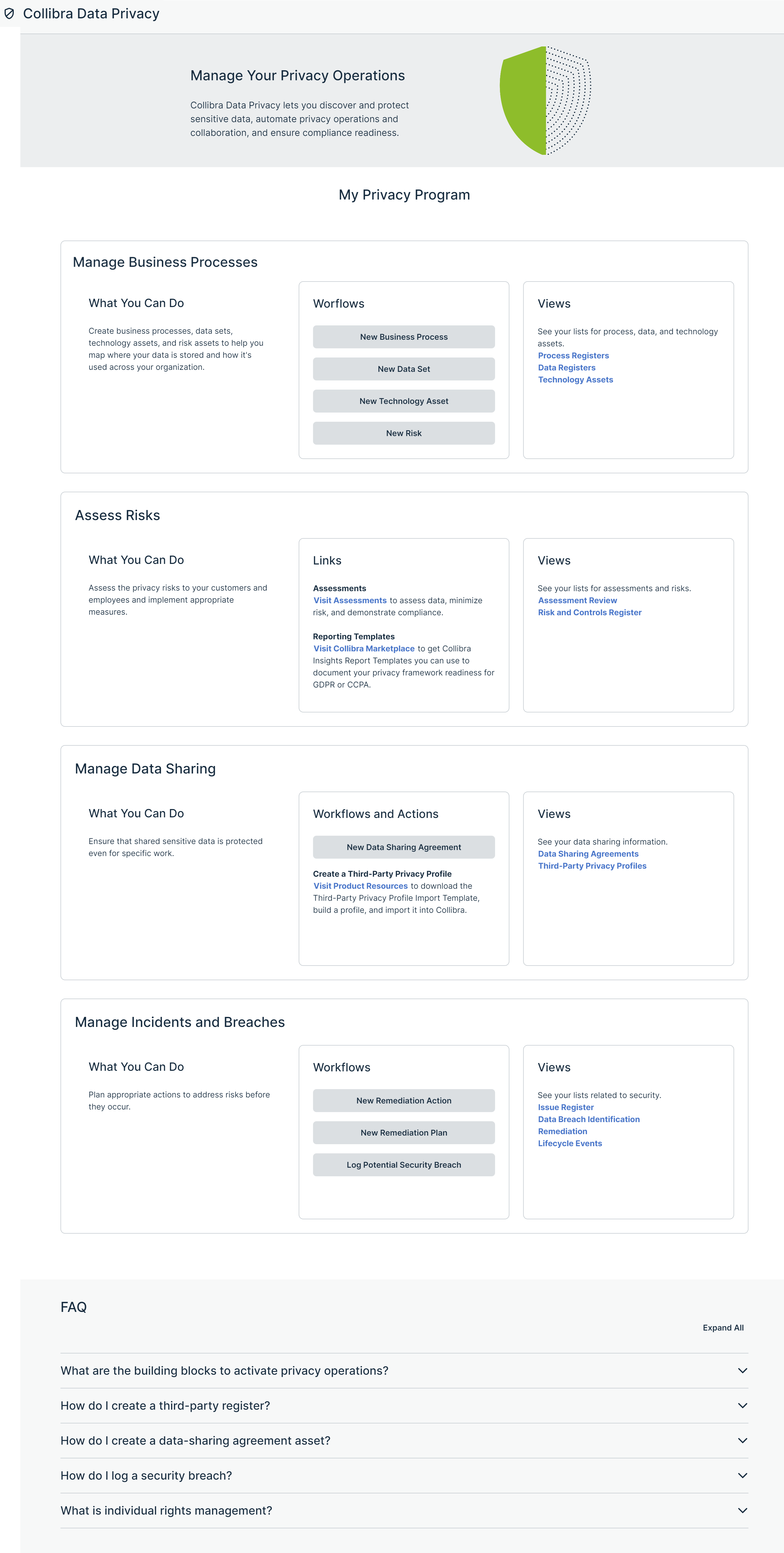 Privacy landing page 