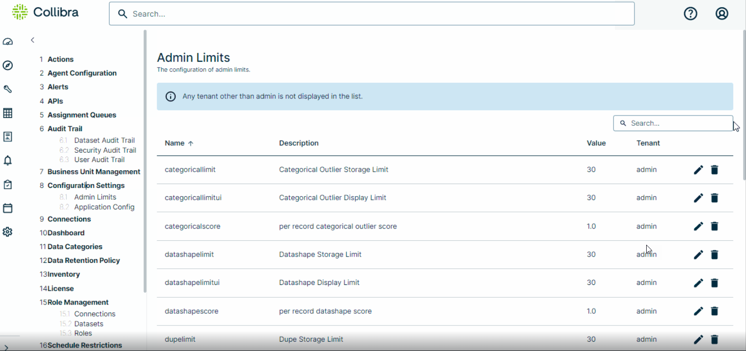 Configure Admin Limit Settings