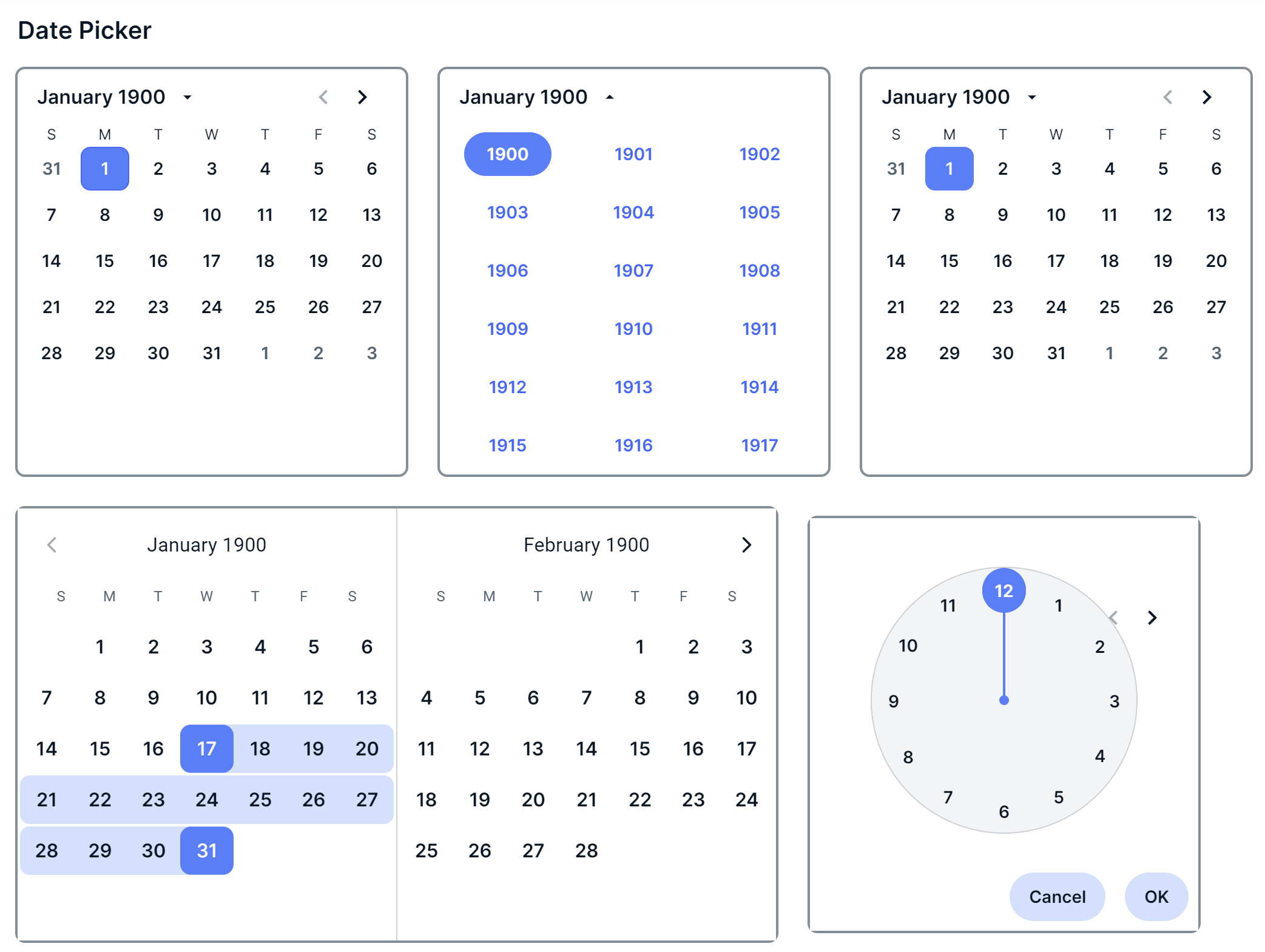 Date pickers Image of date pickers
