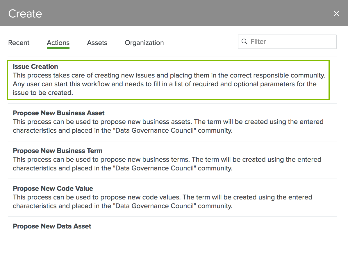Create a new data issue