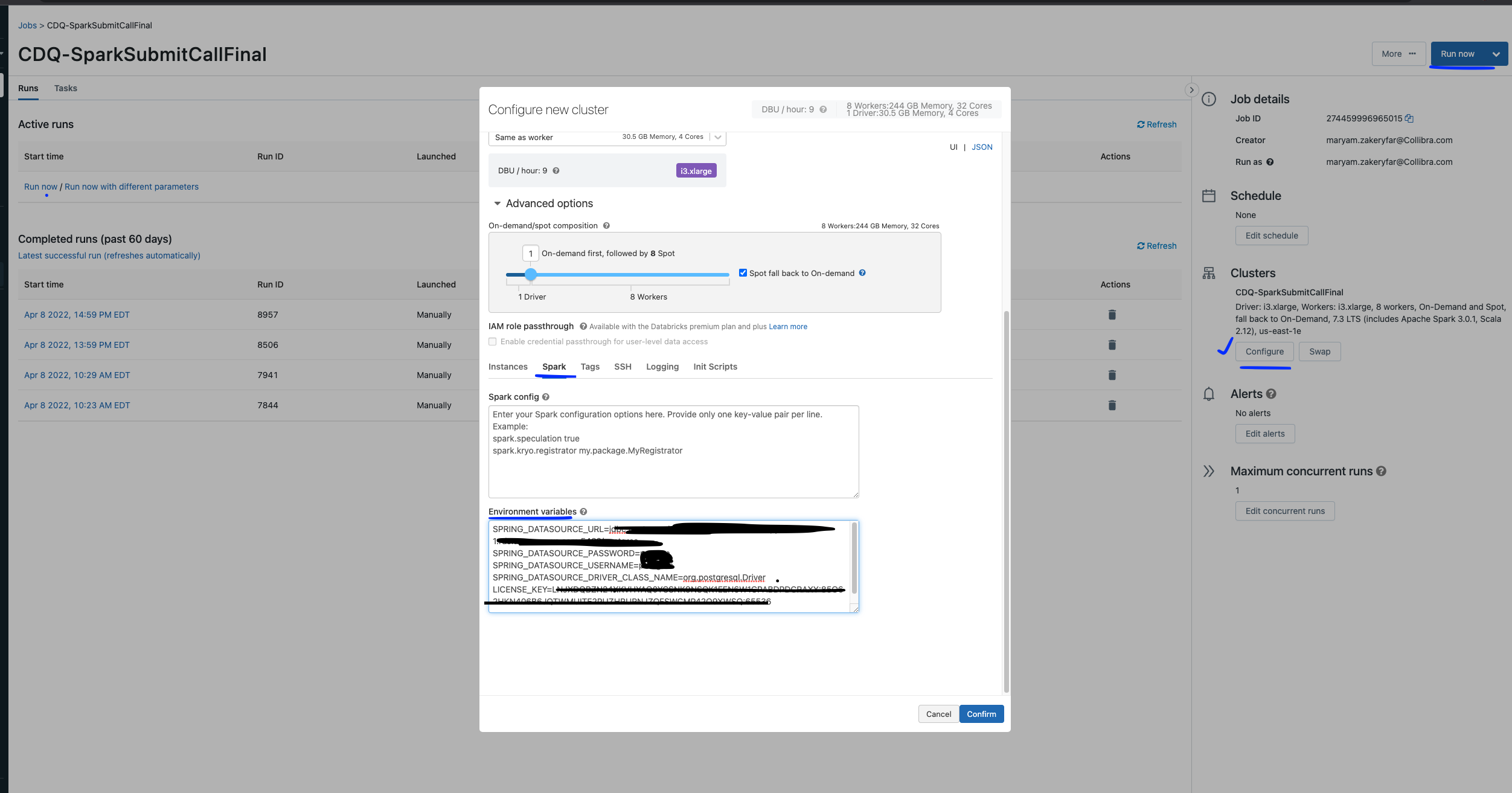Setting up DQ's environment variables for the new cluster.