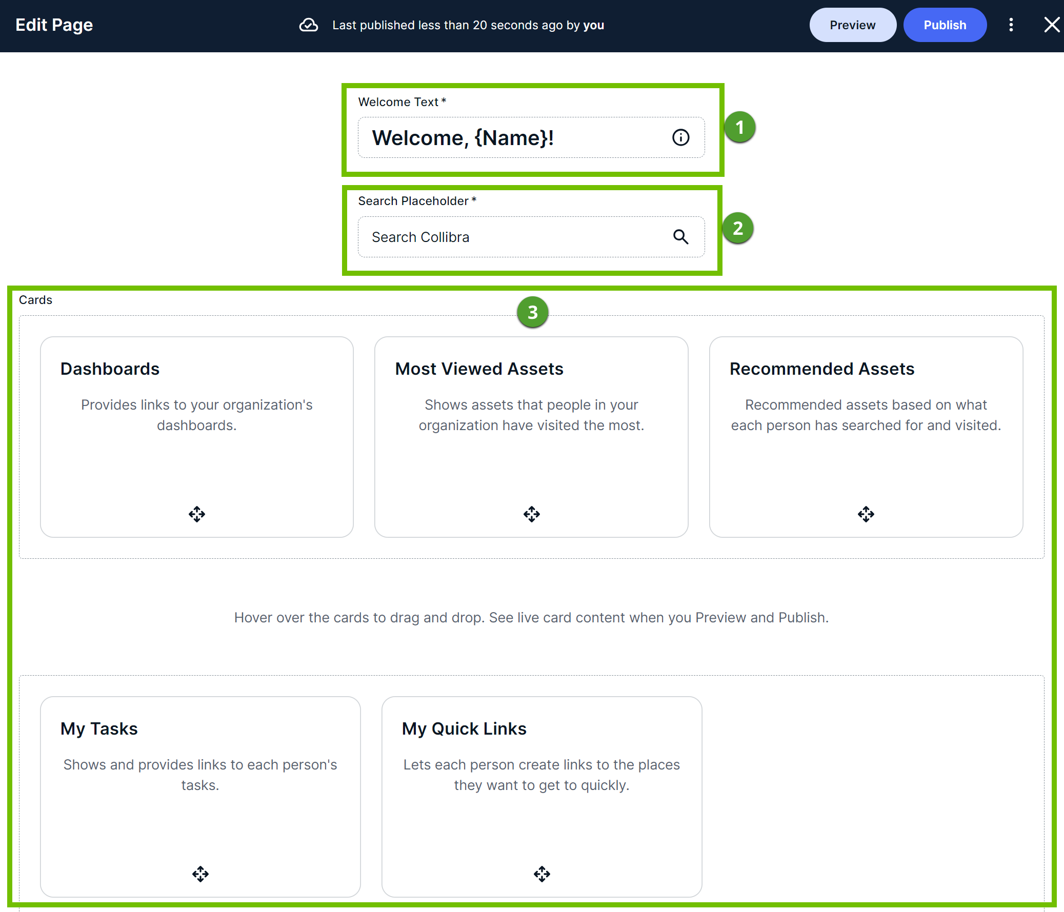 Image of the Homepage in edit mode