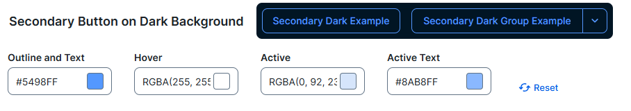 Image of the Secondary Button on Dark Background section