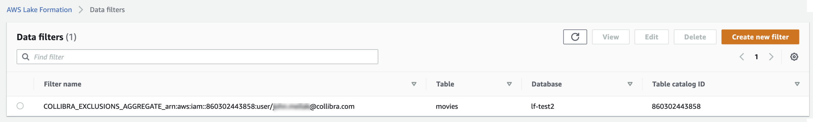 AWS exclusion data filter