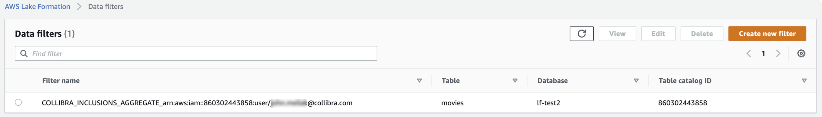 AWS inclusion data filter
