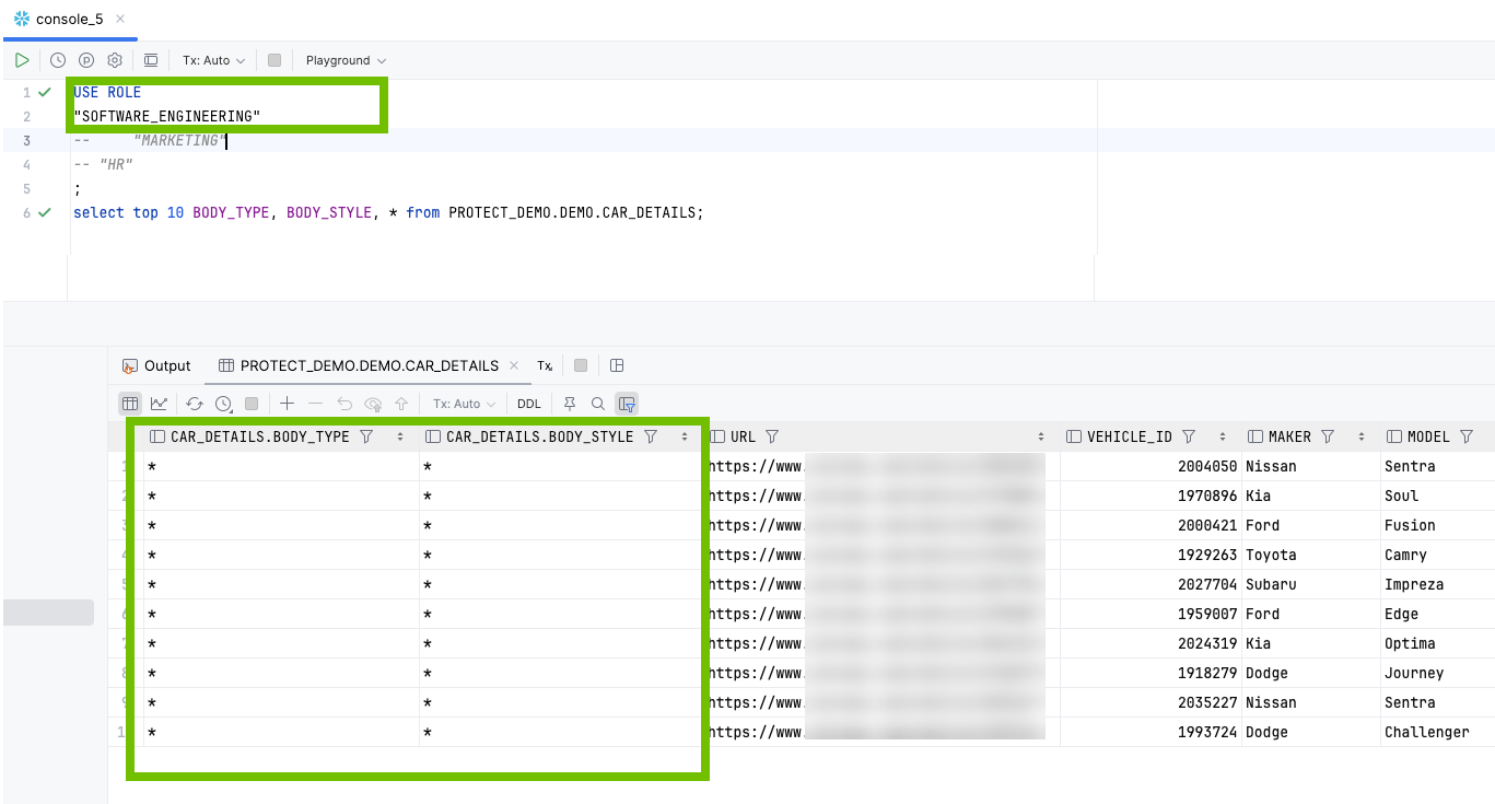 Image of the data shown to the Engineering group in Snowflake