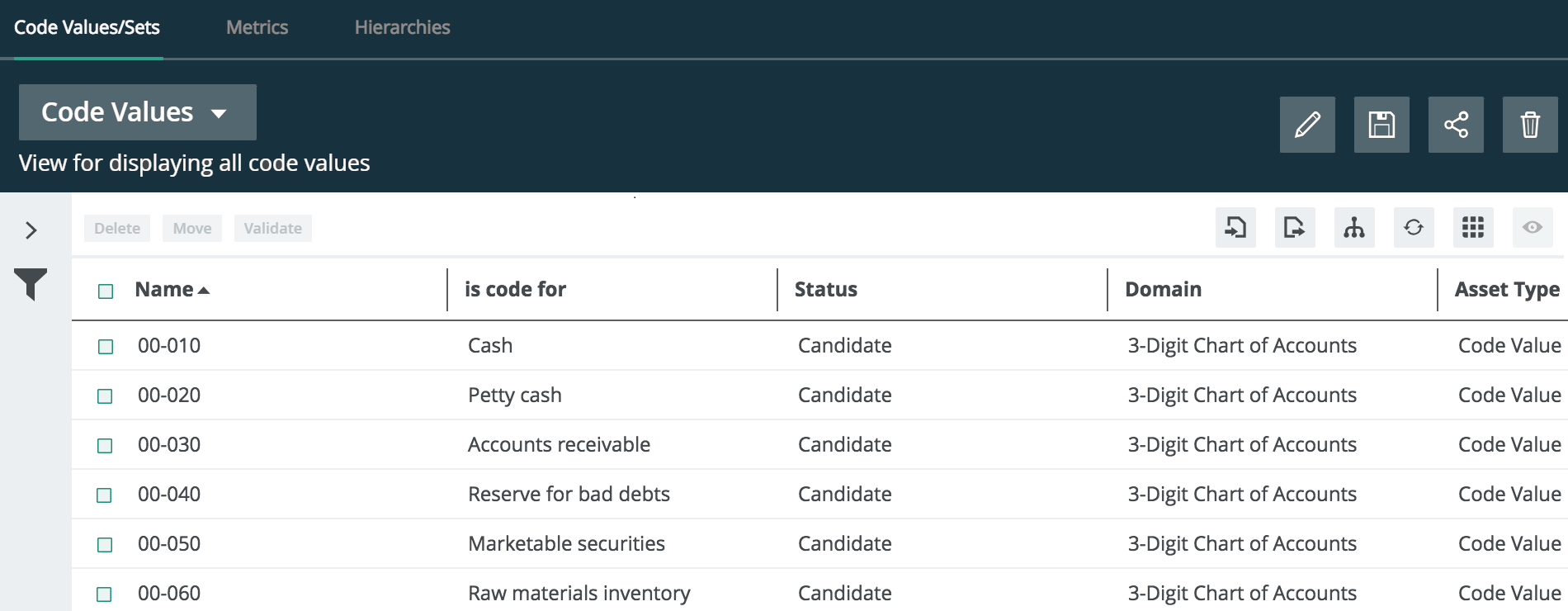 Image of the Reference Data page