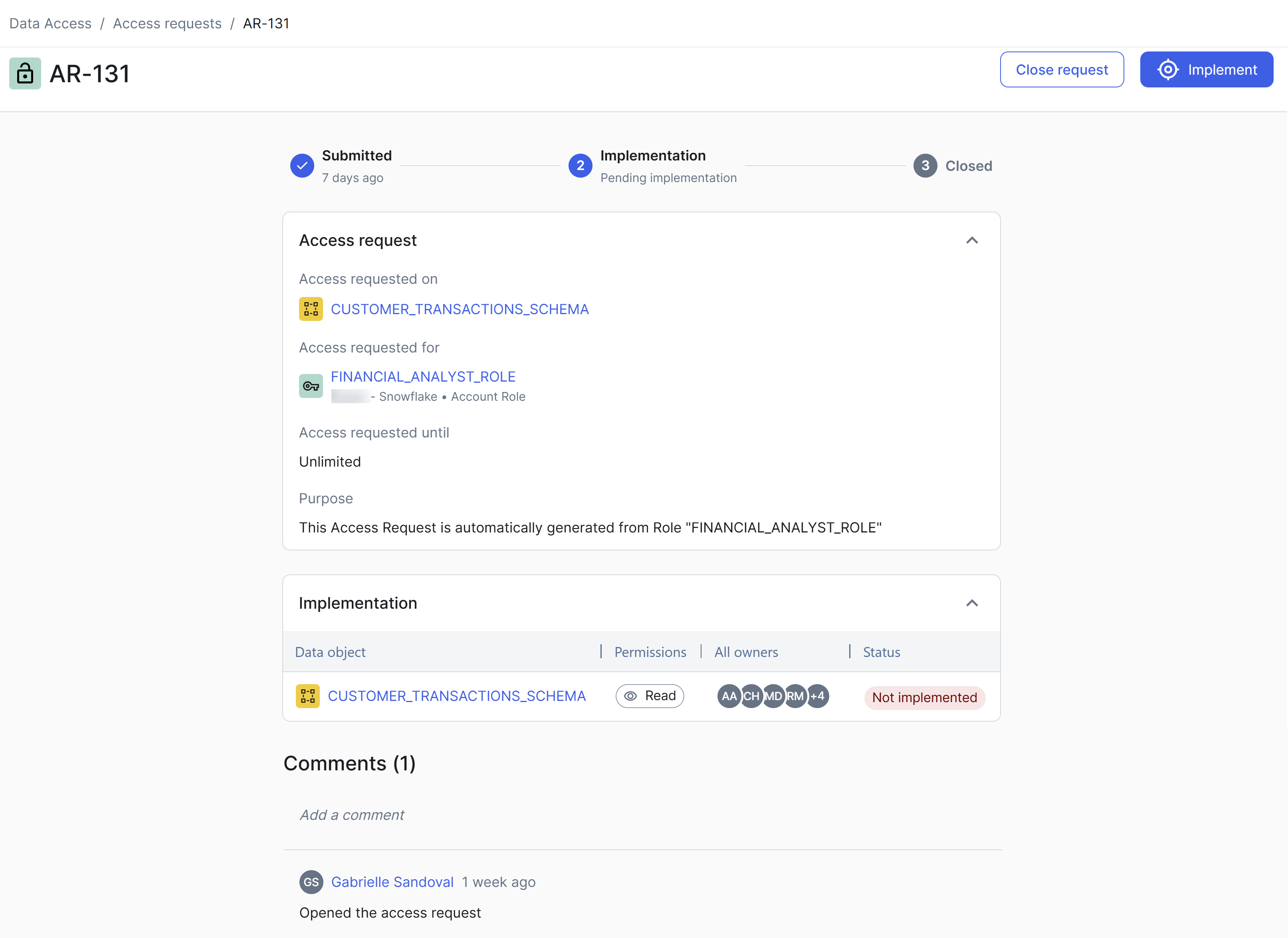 Image of an access request page