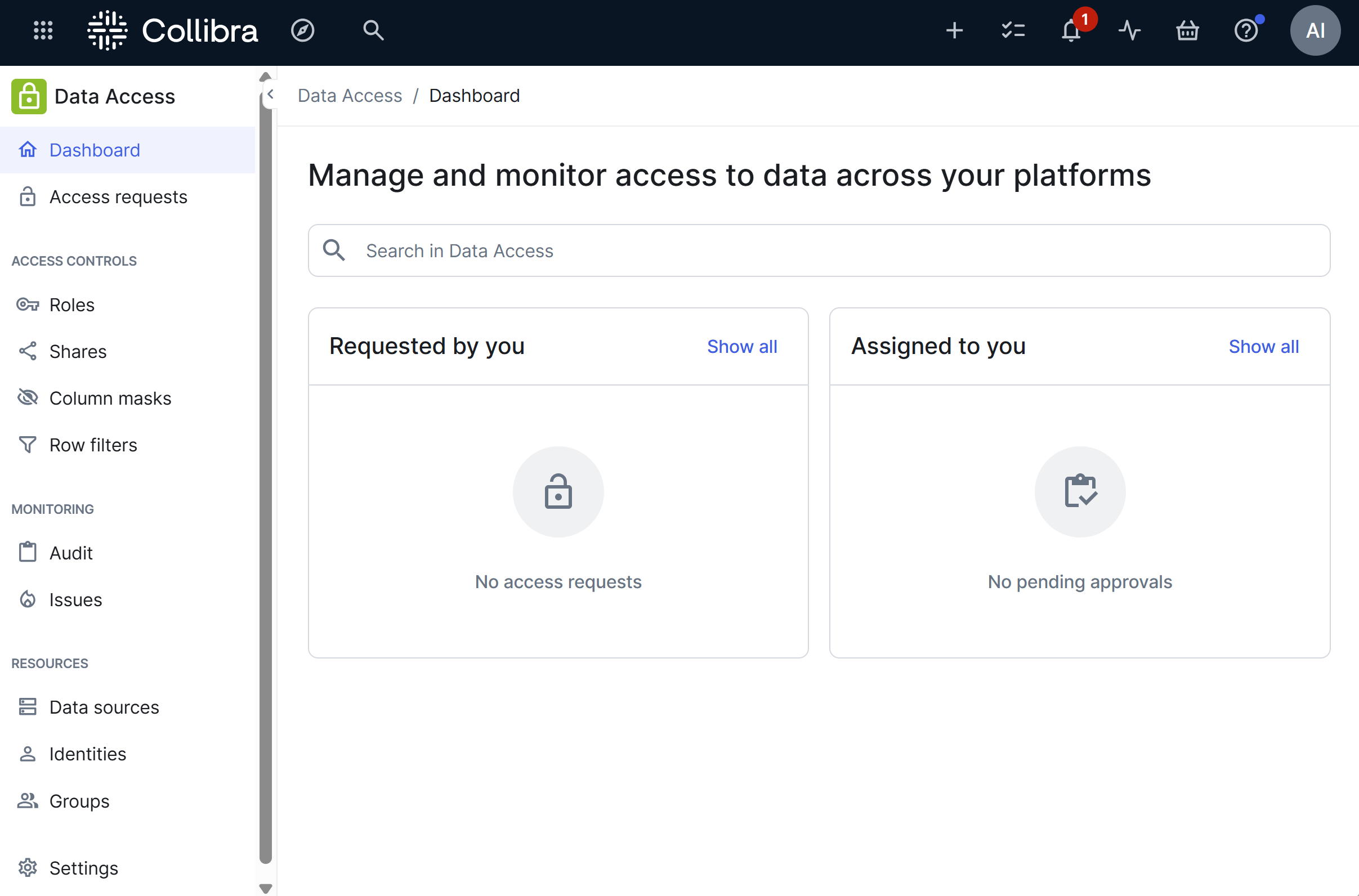 Image of Data Access landing page