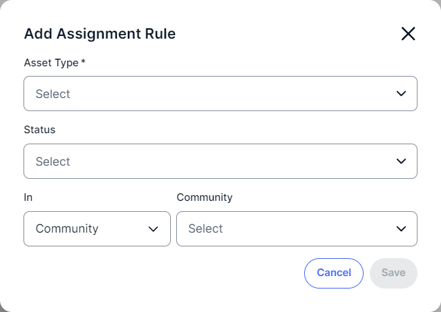 Collibra workflow assignment rules dialog box in the workflow scope section, on the workflow definition page