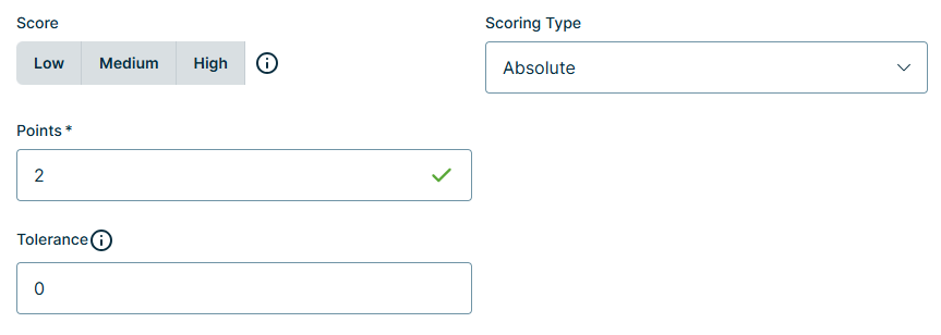 Absolute score settings on Rules Details dialog