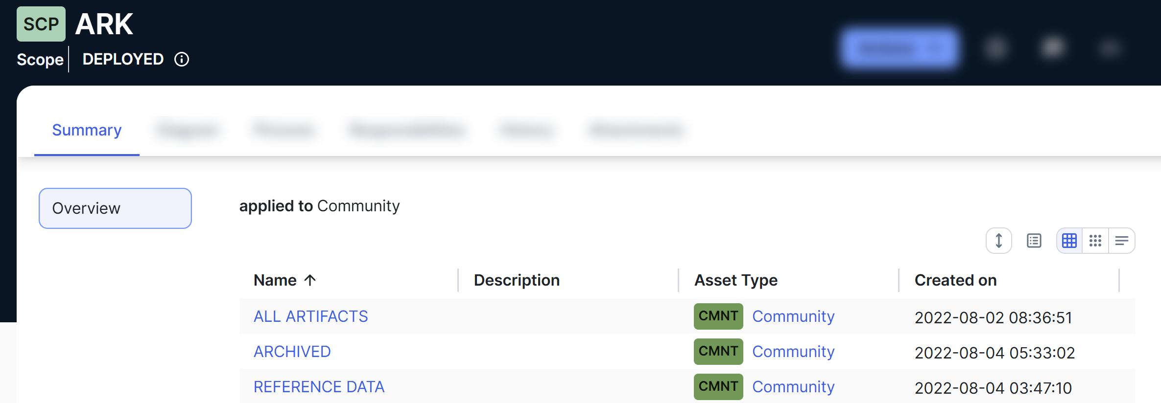 Image of relation view in table display mode