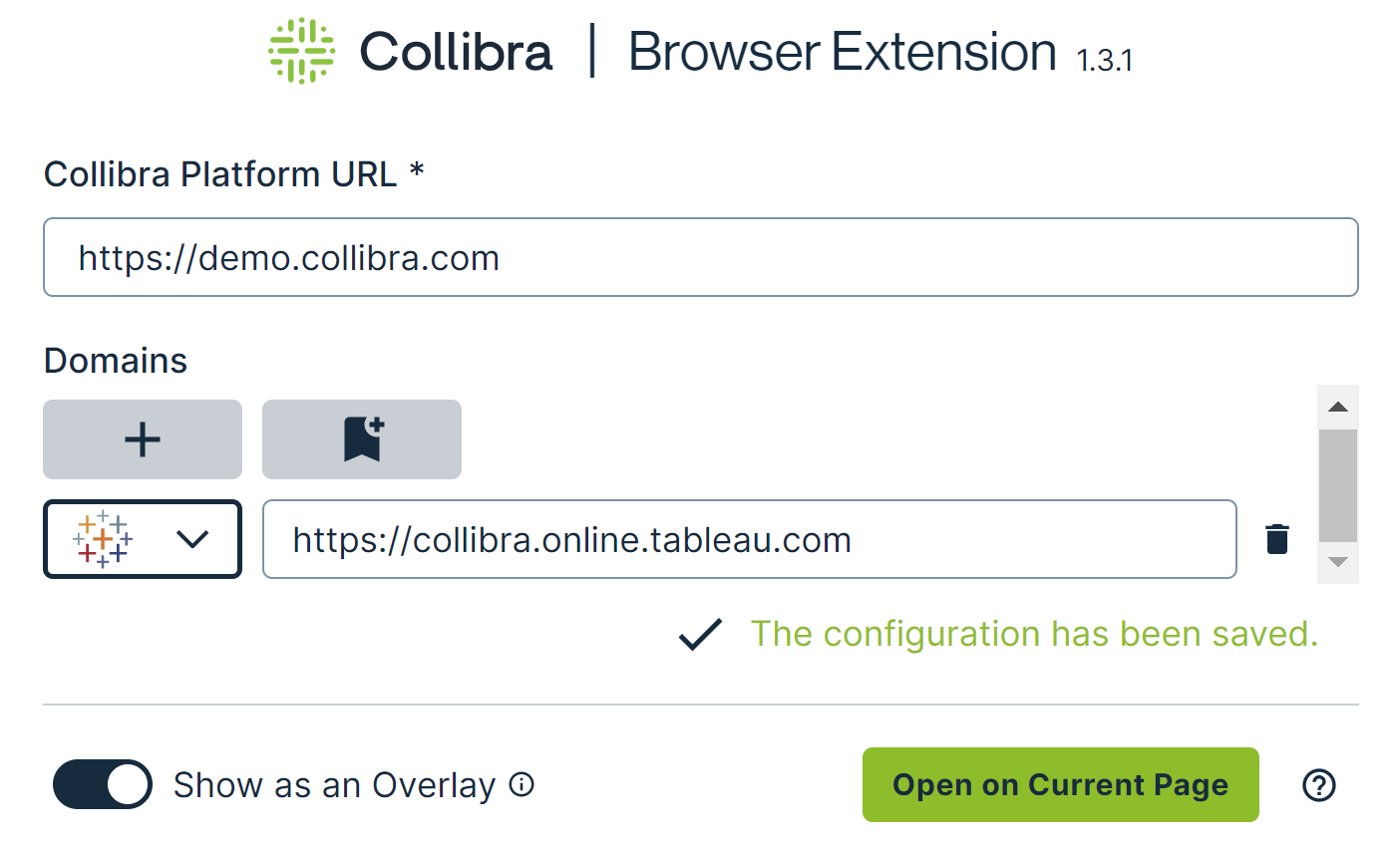 Browser Extension configuration