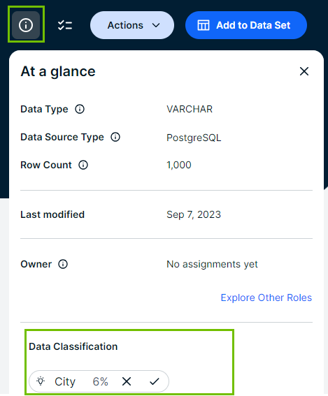 example of classification suggestion in the At a Glance sidebar