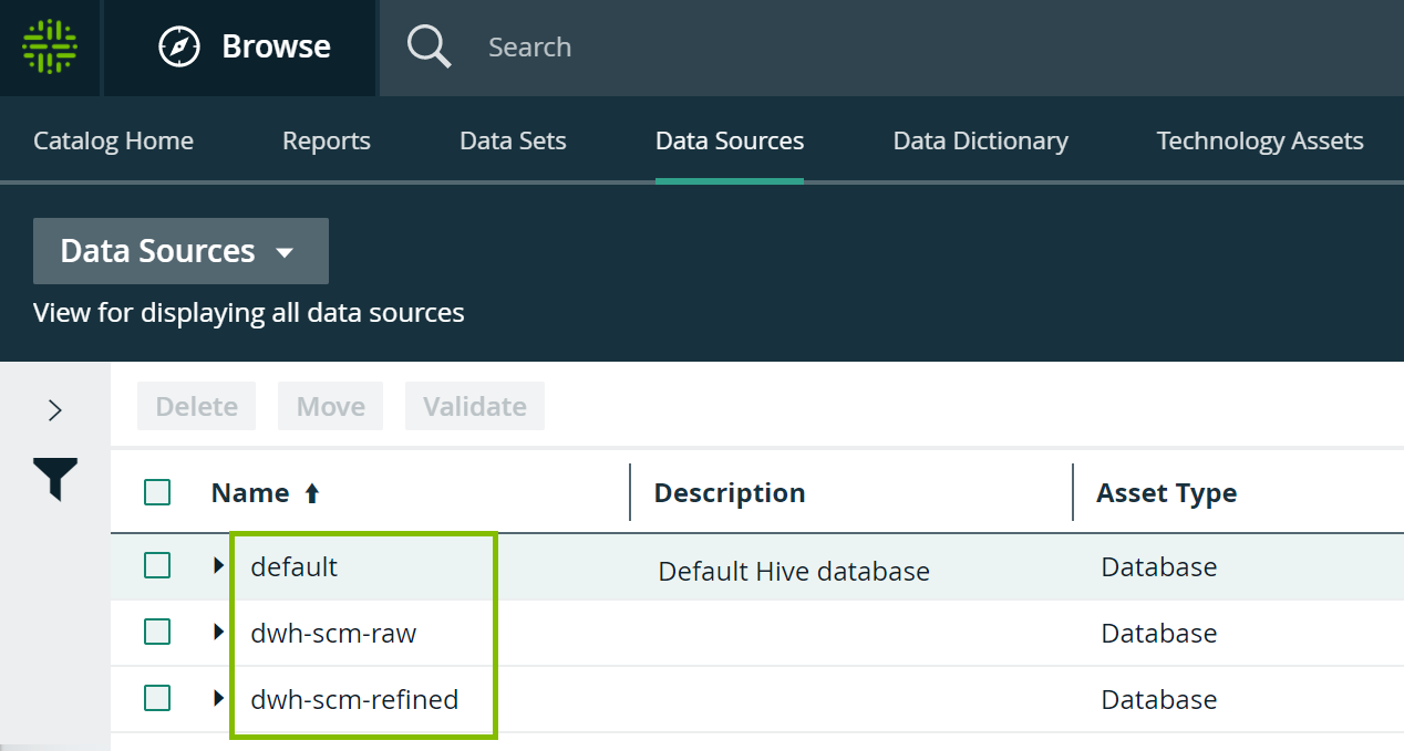 Click a data source name to open its details