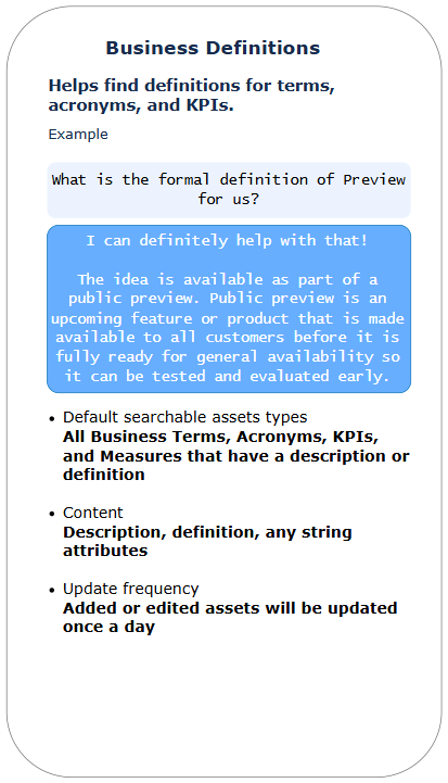 Image with information about finding business definitions via Collirba AI Copilot