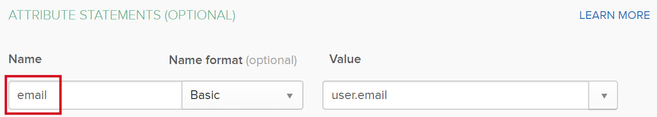 Okta SAML settings email attribute
