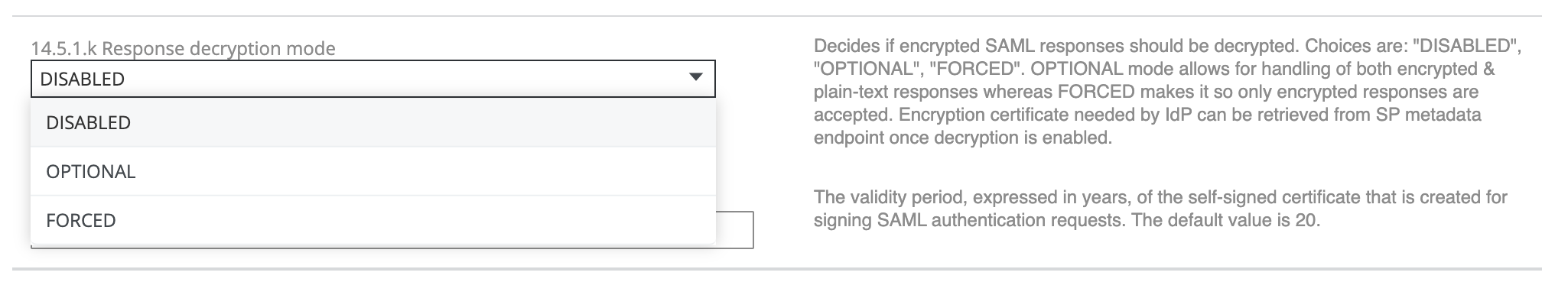 SAML decryption response mode