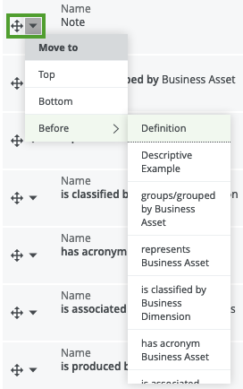 Drag and drop list items of an assignment