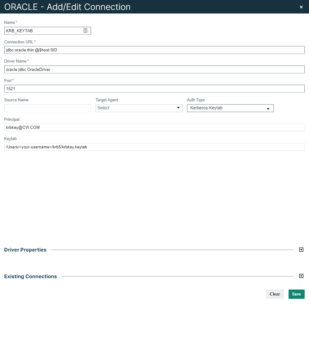 Kerberos Keytab example for oracle connection