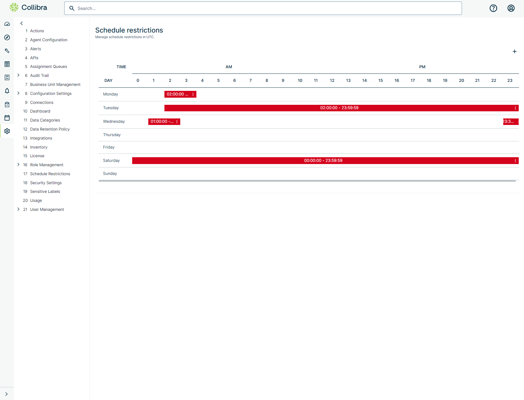 Image of Schedule Restrictions page