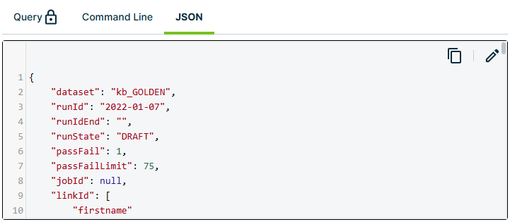 JSON  tab in the Job tab in the Findings page