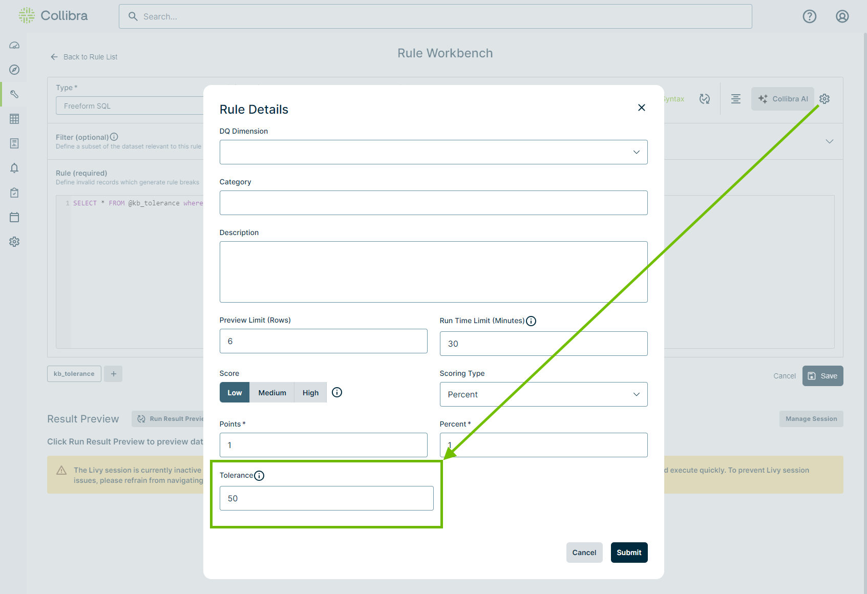 image of a filter query on the rule workbench