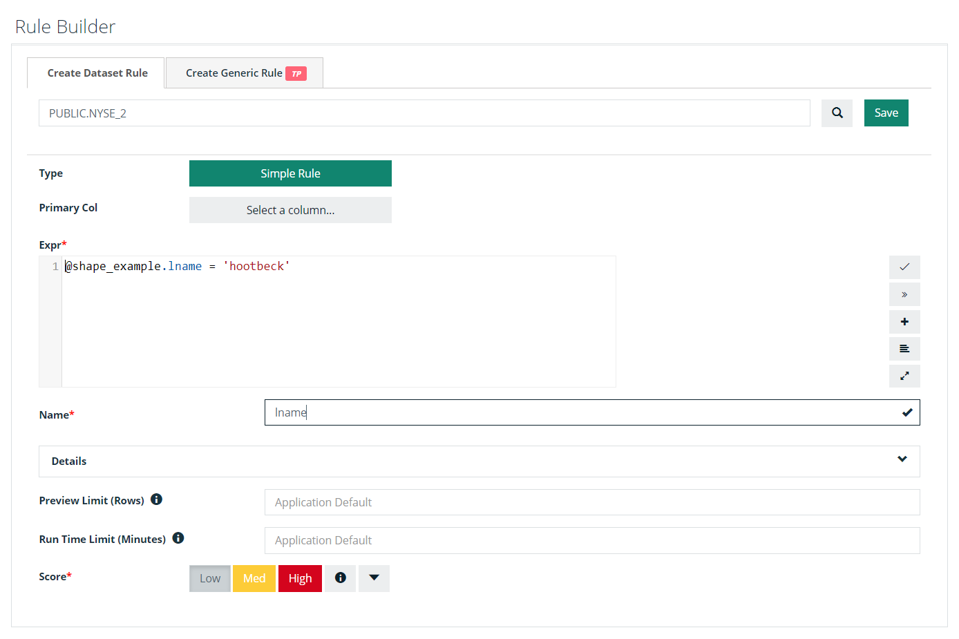 creating a simple rule with the rule builder