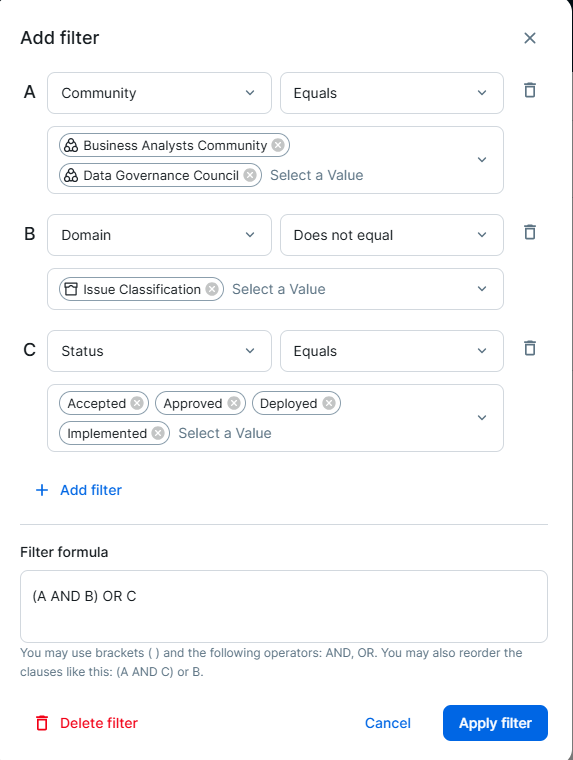 Image of Add filter dialog box