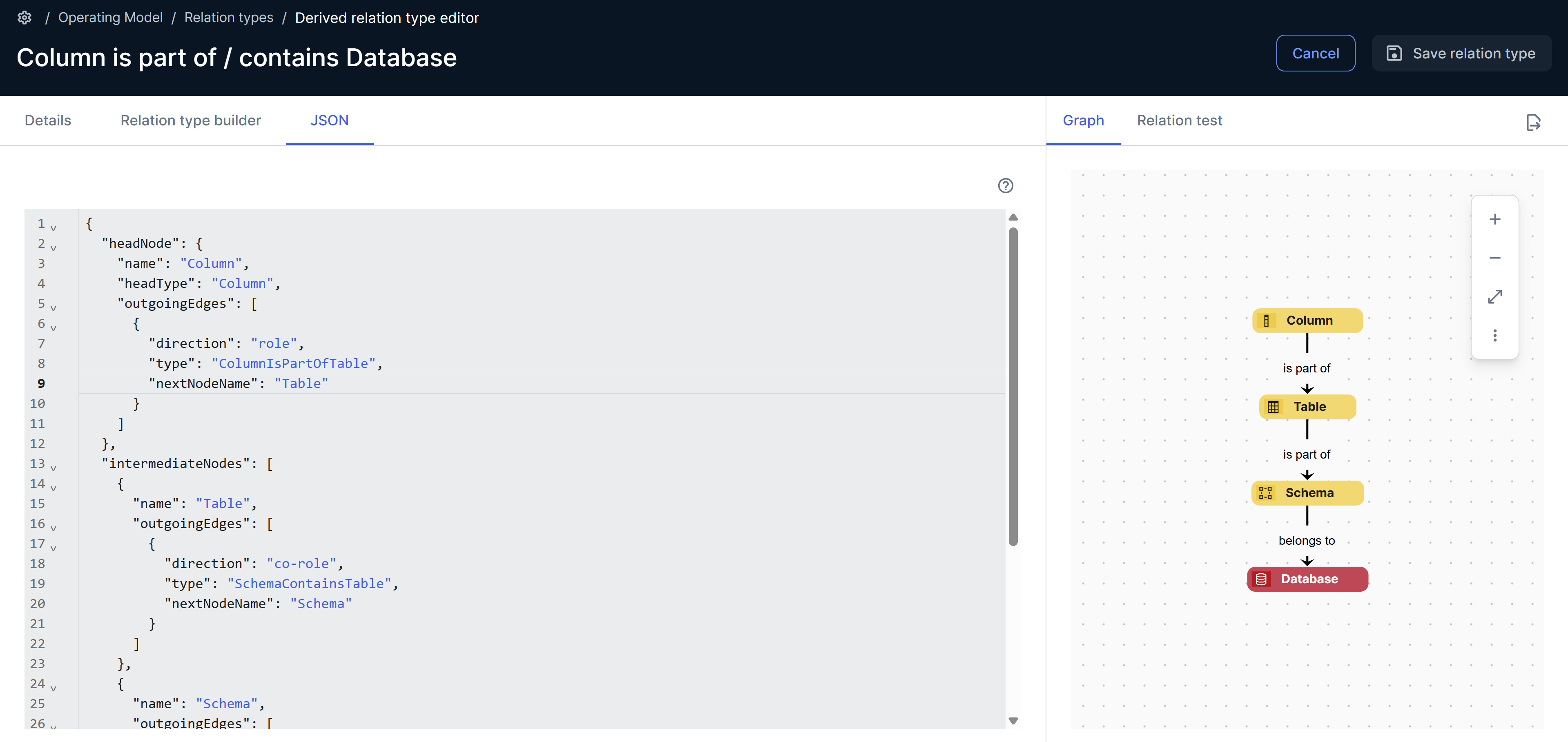 Image of JSON tab