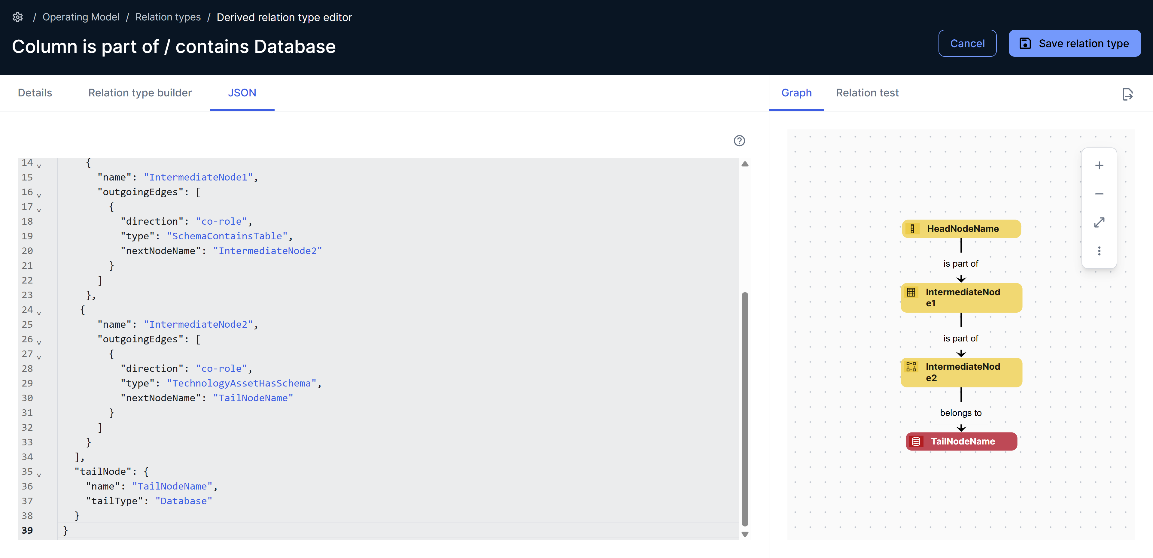 Image of JSON tab
